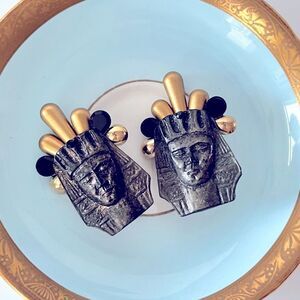 Vintage 80’s King Tut Egyptian Pharaoh Clip Earrings
